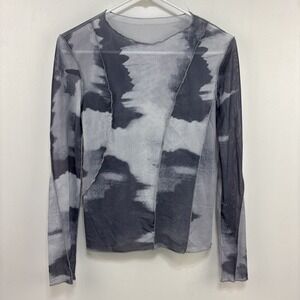 Y2K Inspired Abstract Exposed Seams Mesh Fitted Womens‎ Top Streetwear Graphic